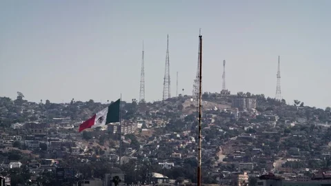 Mexican Flag in Tijuana Vídeo Stock 91367921