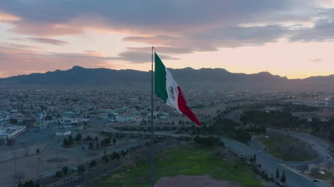 Mexican flag at the Mexico border Stock Video Pond5