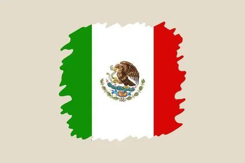 Mexican Flag vector illustration with a creative brush stroke edge, a patri.. Stock Illustration