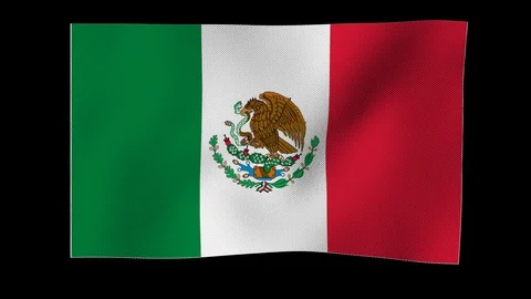 Mexican flag waving in wind on alpha channel Stock Footage 88456745