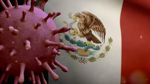 Mexican flag waving in the wind. Close up of Mexico banner blowing, soft silk Ilustração Stock