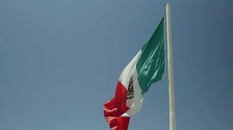 Mexican flag in the wind Stock Footage 45524595