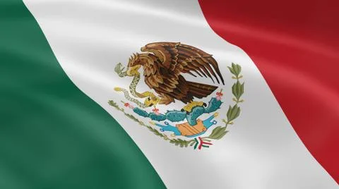 Mexican flag in the wind Stock Photos