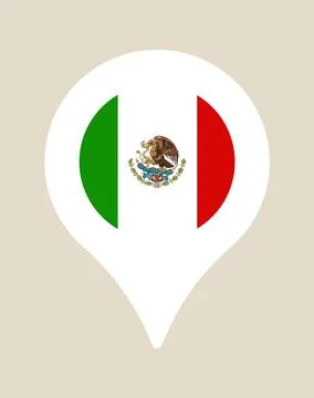 Mexican flag within a map location pin, a modern vector icon representing a.. Stockillustratie