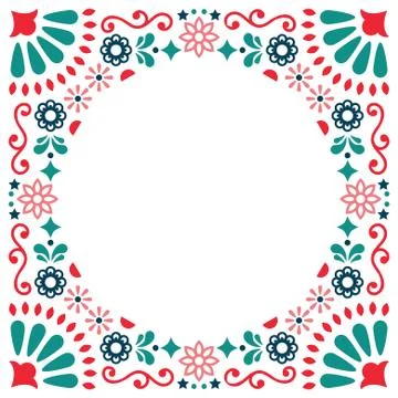 Mexican folk vector greeting card, wedding or party invitation decoration Stock Illustration