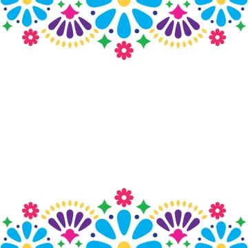 Mexican folk vector wedding or party invitation, floral happy greeting card Stock Illustration