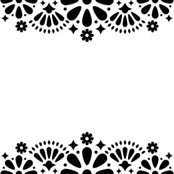 Mexican folk vector wedding or party invitation, floral greeting card Stock Illustration