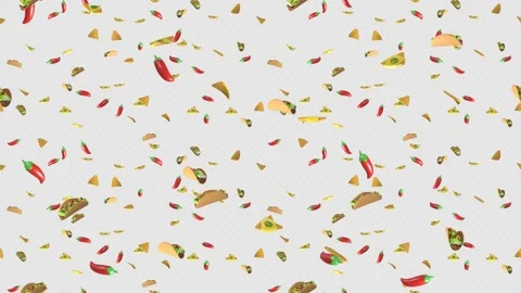 MEXICAN FOOD Cartoon loop tile falling with alpha channel. This is a cartoony Stock Footage 299537600