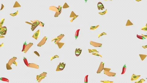 MEXICAN FOOD Cartoon loop tile swirl with alpha channel. This is a cartoony Stock Footage 299725702