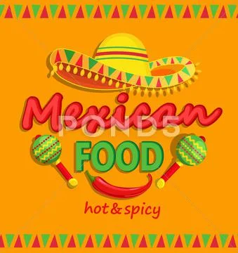 Mexican food flyer with traditional spicy. Stock Illustration
