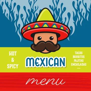 Mexican food menu template vector poster design Stock Illustration
