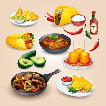 Mexican food. Objects set Stock Illustration