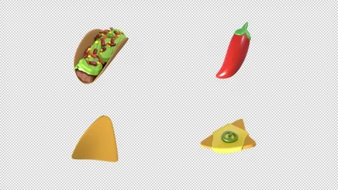 Mexican food sprite element loop with alpha. These looping elements with an Stock Footage 302896559