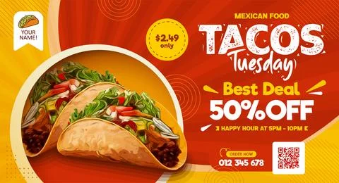 Mexican food tacos design vector template Stock Illustration