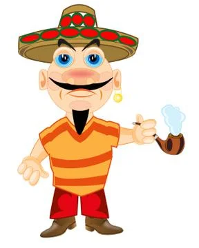 Mexican in hat Stock Illustration