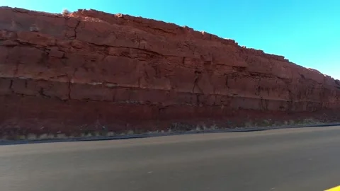 Mexican Hat, Utah August 08 2023 Driving Valley Of The Gods desert town Stock Footage 304622913