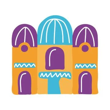 Mexican house facade flat style icon Ilustración de archivo