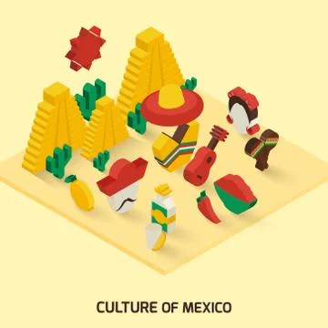 Mexican Icon Isometric Illustrazione stock