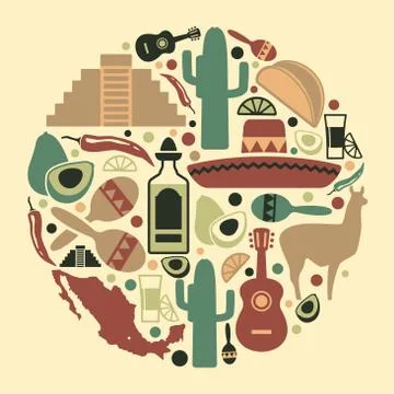 Mexican icon set Stock Illustration