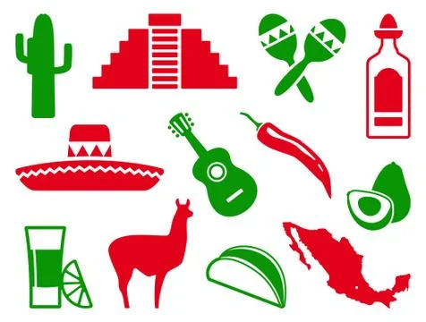 Mexican icon set Stock Illustration