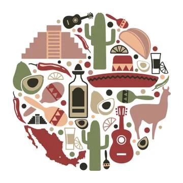 Mexican icon set Stock Illustration