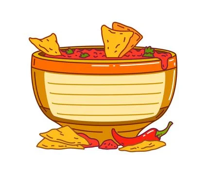 Mexican kids memo note frame of cartoon salsa bowl Stock Illustration