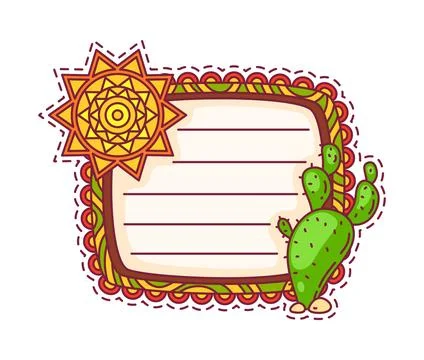 Mexican kids memo note frame or label border 库存插图