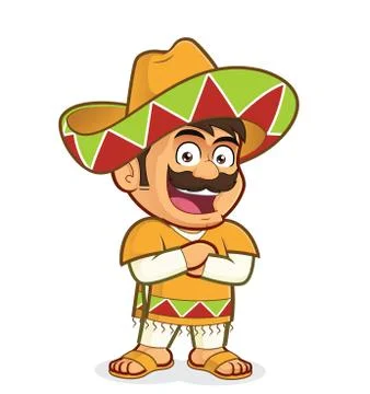 Mexican man with folded hands Stock Illustration