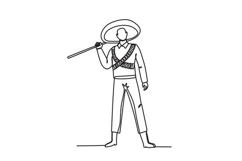 A Mexican man holding a gun Ilustración de archivo
