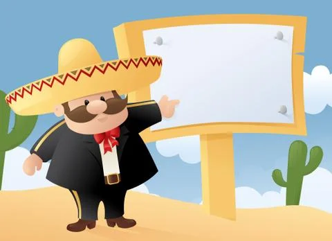 Mexican man message Stock Illustration