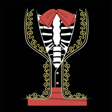 Mexican man's Jacket with a skeleton inside Stock Illustration