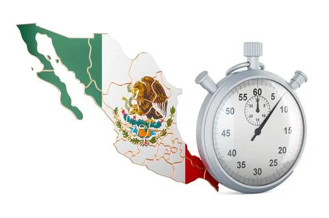 Mexican map with stopwatch, 3D rendering イラスト素材
