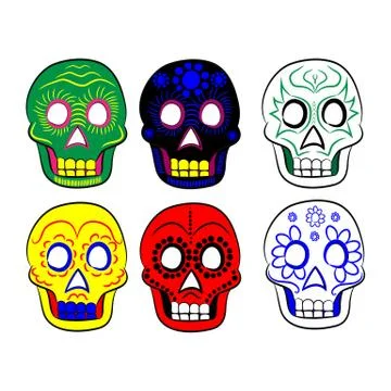 Mexican masks for Cinco e Mayo on a white background Stock Illustration