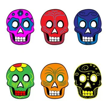 Mexican masks for Cinco e Mayo on a white background Stock Illustration