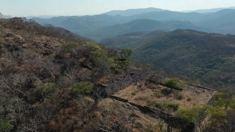 Mexican Megaliths Pyramid Platform, 4K Drone View, Chimalacatlan, Morelos Mexico Stock Footage 225513851