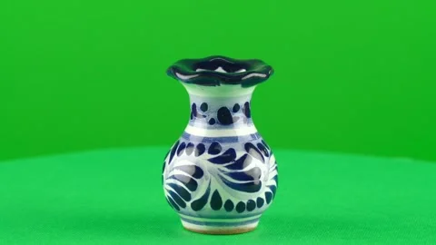 Mexican mini model jar ceramic talavera puebla poblana cerámica blue on Stock Footage 271546667