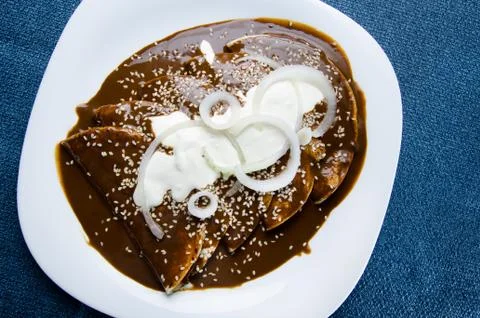 Mexican mole enchiladas Stock Photos