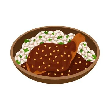 Mexican Mole Poblano with rice vector illustration Stock Illustration