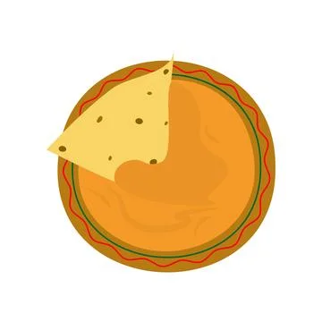 Mexican nacho chips based on cornmeal and traditional sauce in cartoon style Stock Illustration