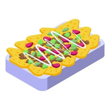Mexican nacho icon isometric vector. Corn sauce food Stock Illustration