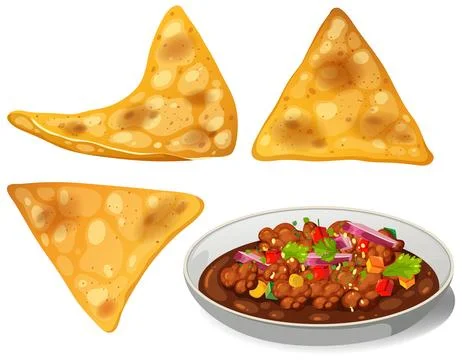 Mexican Nachos with Bean Dip Stock Illustration