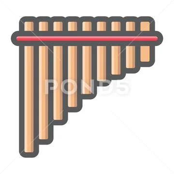 Mexican pan flute filled outline icon, music Stock Illustration
