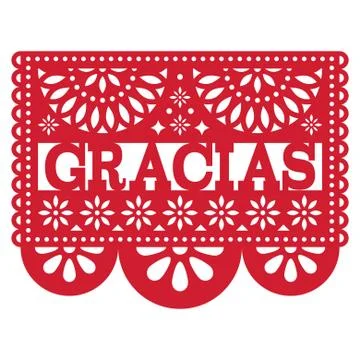 Mexican Papel Picado vector design - Gracias pattern thank you card Stock Illustration
