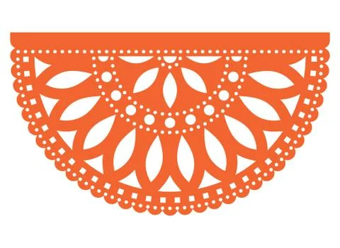 Mexican party vector template design, Papel Picado fiesta paper cut out Stock Illustration