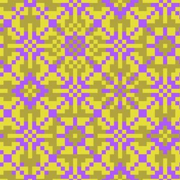 The Mexican pattern is made up of purple and yellow squares of different tone Stock Illustration