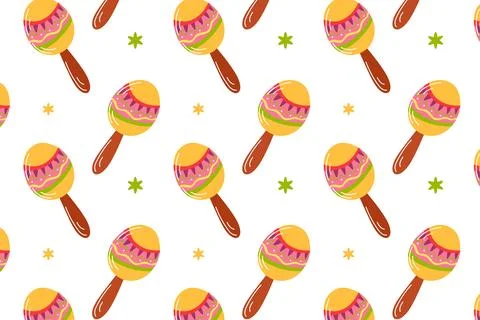 Mexican pattern, seamless maracas pattern. Stock Illustration