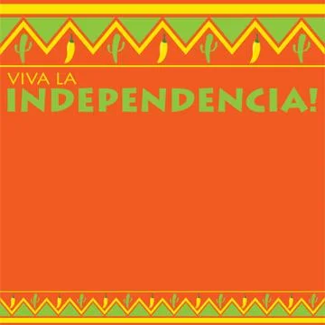 Mexican pattern Viva la Independencia card in vector format. Translation "L.. Stock Illustration