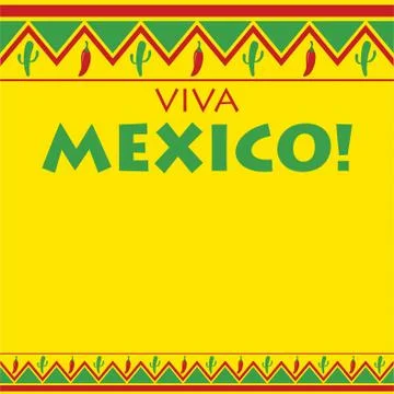 Mexican pattern Viva Mexico card in vector format. Illustrazione stock