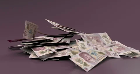 Mexican Pesos falling Stock Footage 129598425