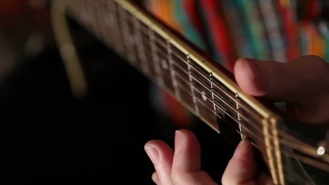 Mexican plays guitar Close-up plan, Playing guitar Stock-Footage 76325118